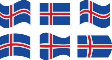Set of 6 flags of iceland