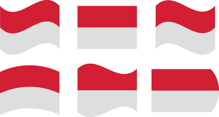 Set of 6 flags of indonesia