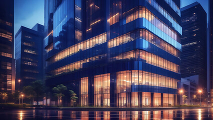Obraz premium office building at night