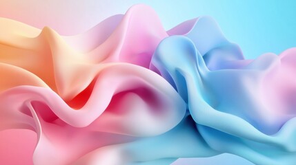 Obraz premium Soft Fabric Waves in Pastel Hues on Gradient Background