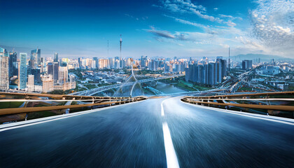 Naklejka premium Futuristic smart city with autonomous expressways