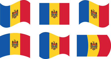 Set of 6 flags of moldova