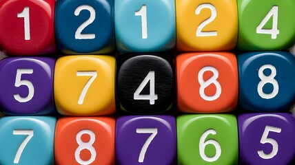 Background of colorful dice in a spiral pattern