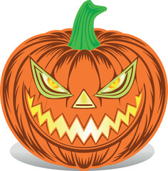 Spooky Halloween Pumpkin Illustration, Scary Jack-O'-Lantern Design, October Festival Graphics,
 Trick or Treat Theme, Festive Fall Decoration