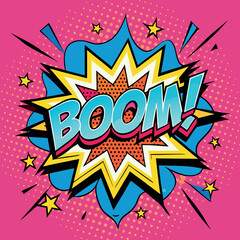 BOOM Comic pop art explosion cartoon vector design.
