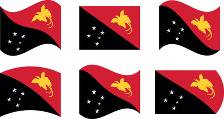 Set of 6 flags of papua new guinea