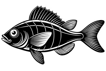 Sea fish silhouette black vector art illustration