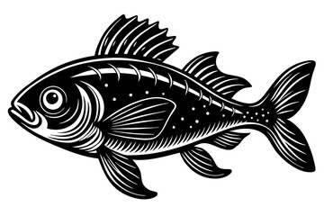 Sea fish silhouette black vector art illustration