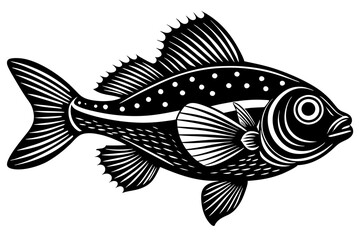 Sea fish silhouette black vector art illustration