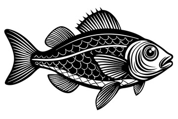 Sea fish silhouette black vector art illustration