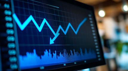 digital composite of business statistics and graph with computer on the background