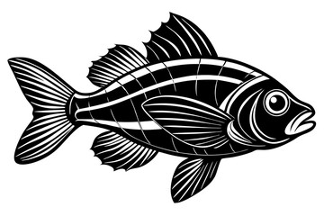 Sea fish silhouette black vector art illustration