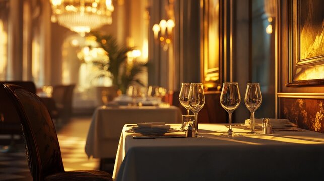 Elegant Dining Experience in Opulent Restaurant Interior