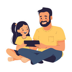 Young boy using laptop with family sitting in the background