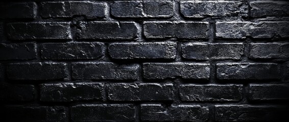 Fototapeta premium Using black painted brick walls as a wallpaper or background