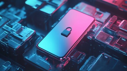 Smartphone or mobile phone security concept with lock