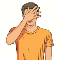 A man with his hands on his head Flat illustration