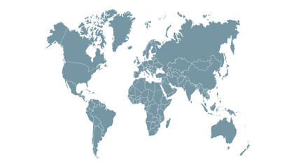 World map. Grey modern vector map. Silhouette map.