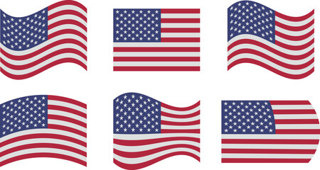 Set of 6 flags of united states