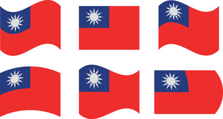 Set of 6 flags of taiwan