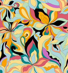 Flowers have an organic shape with seamless background.