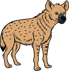 Vector Illustration of a Hyena, African Wildlife Art, Educational Material, Zoology Study,
 Animal Encyclopedia Graphic, Digital Artwork