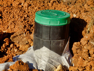 Inspection hatch being installed in a Sand and Gravel Filter Bed.