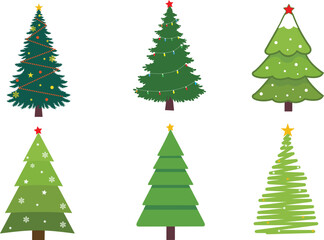 Christmas tree illustration, Christmas tree vector icon with white background, decorated Christmas tree, Christmas tree icon, silhouette