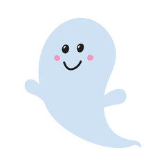 Cute Halloween ghost isolated on white background. Vector illustration