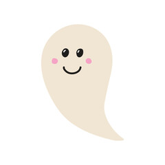 Cute Halloween ghost isolated on white background. Vector illustration