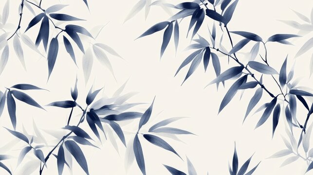 Seamless floral pattern with multicolored Weeping Willow leaves on light gray background