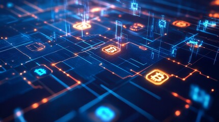 Fototapeta premium High-tech blockchain network design.