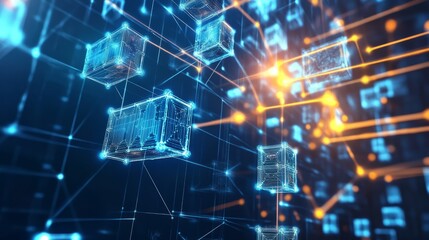 Obraz premium High-tech blockchain network design.