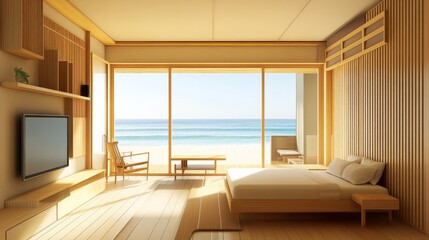 Obraz premium Serene Beachfront Retreat: A Tranquil Escape to Coastal Bliss