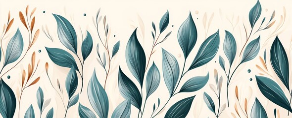 Fototapeta premium Plants silhouettes in line art style for wallpaper design, decor, prints, textiles, interiors.