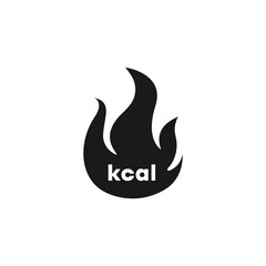 Burned calories icon set. Kilocalorie sign on fire. Dieting. Calorie deficit.
