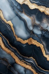 Obraz premium Wallpaper with dark marble veins and gold veins