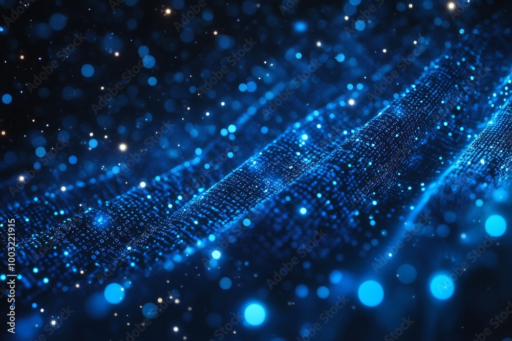 Poster data in blue binary on a computer screen