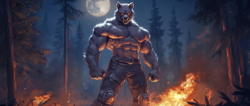 The Alpha werewolves in the forest. Ultrawide, 4K, 21:9 wallpaper