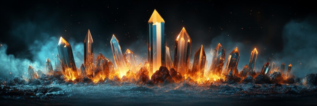 An abstract black crystal background with faceted textures, a macro panorama, and a wide panorama polygonal wallpaper made with stock