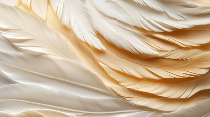 The background is made up of feathers and beige colors. They are fragile, delicate, and delicate elements from nature. Neutral pastel design. Beautiful wallpaper with natural texture.