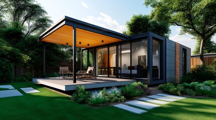 Fototapeta premium modern luxury house with green grass