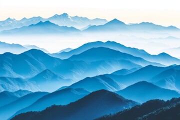 Obraz premium In the Sierra Nevada de Santa Marta, Cordillera, Colombia, a foggy valley, spectacular scenery with a cloudy sky, impressive dawn in the mountain landscape, wallpaper.