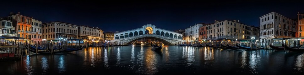 Fototapeta premium Italy's Rialto Bridge and Canal Grande from a panoramic view