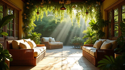 sunny green exterior background