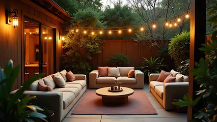 Modern outdoor background with lights