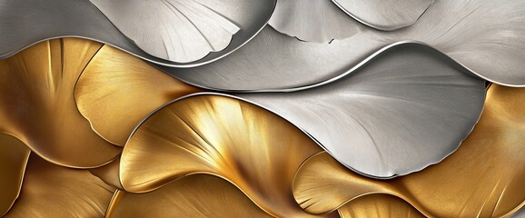 A gold and luxurious pattern design with exquisite abstract shape and golden line arts texture. Geometric modern wallpaper design for any occasion.