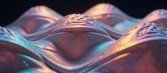 Obraz premium A captivating abstract iridescent shape presented as a 3D render