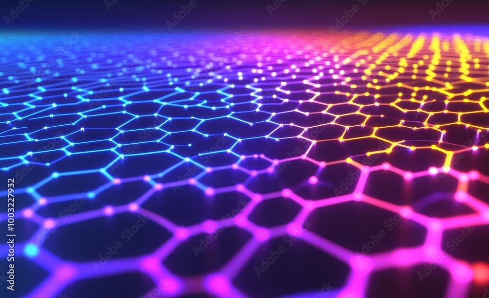 Poster stream of big data moving through the internet. network lines connected by blockchain. concept of ai