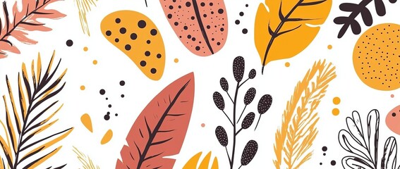 Modern plant abstract print. Creative collage seamless pattern. Fashionable template design.